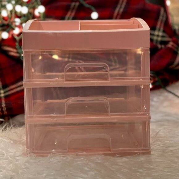 Large 10.6" Pink 3 Drawer Multi Organizer for Makeup and Nails   NWT - Picture 1 of 6